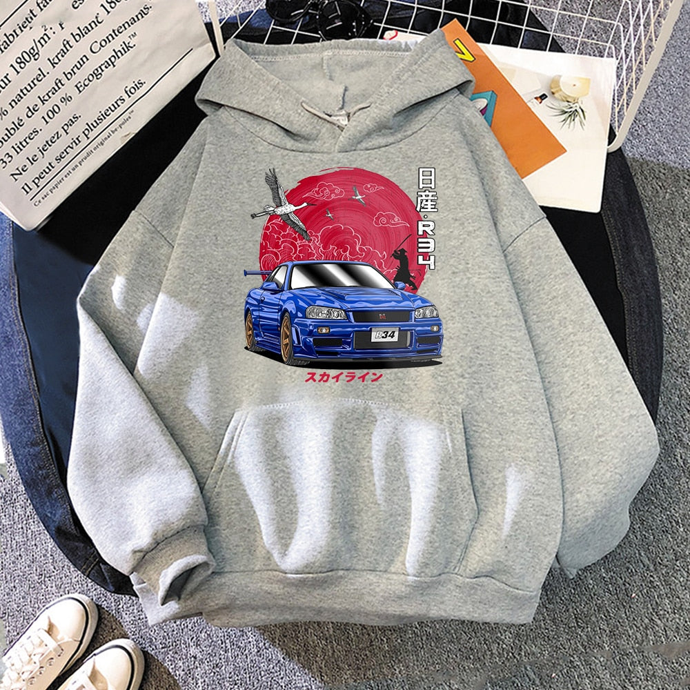 "Initial R34" Unisex Men Women Streetwear Graphic Hoodie Daulet Apparel