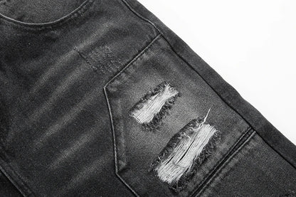 vintage washed ripped hole slim pencil pants mens and womens streetwear frayed distressed baggy jeans oversize loose denim pants unique jeans style 4352