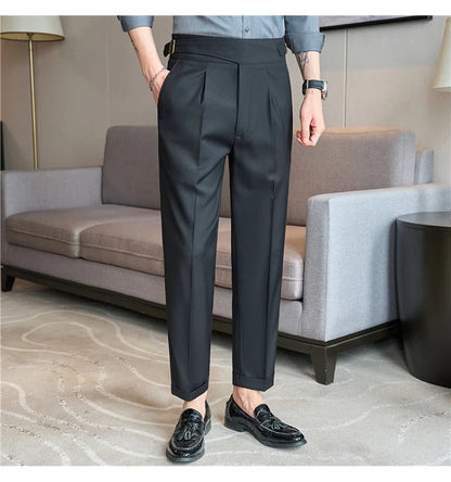 men naples waist business casual fashion vintage ankle length suit pant gentleman party dress pants trousers unique default style 1507
