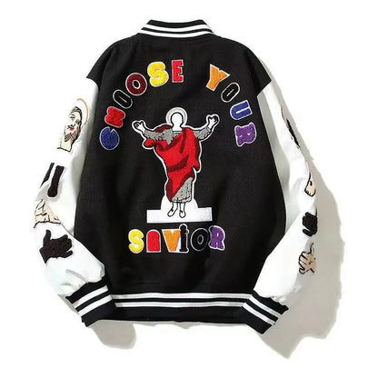 solid color embroidered letter jacket baseball uniform couple wear harajuku style casual loose high street y2k patchwork jacket unique default style 1671