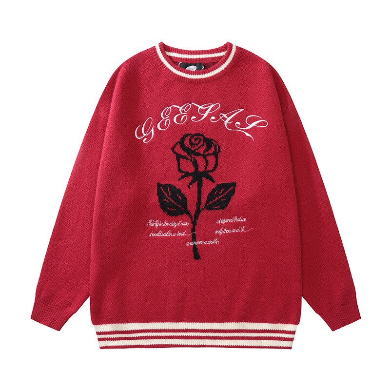 "Big Rose" Unisex Men Women Streetwear Graphic Sweater Daulet Apparel