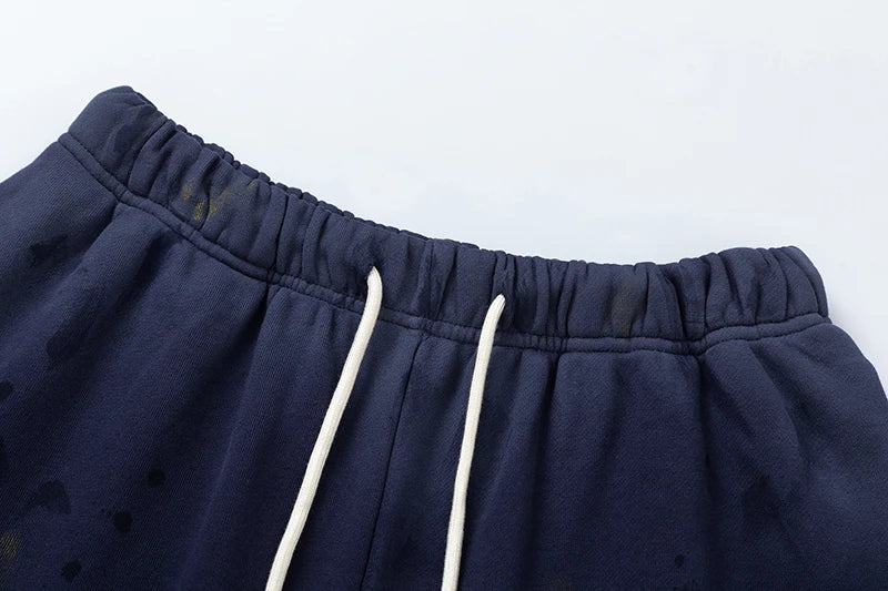 RRR123 2024 New Sports Shorts Heavyweight Washed Graffiti Print Vintage Drawstring Capris Casual High Street Loose Curled Y2K Street King Limited