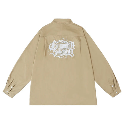 Neck Letter Embroidery Vintage Black Shirts for Men and Women Lapel Streetwear Baggy Camisas Y2k Ropa Hombre Casual Clothing Street King Limited
