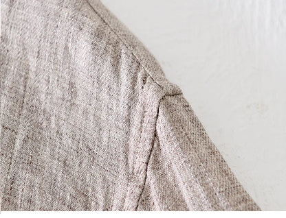 Vintage Linen Shirt Men Spring Autumn New Khaki Lapel Loose Long Sleeve Shirt Retro Casual Solid Breathable Cardigan Top Tees Street King Limited