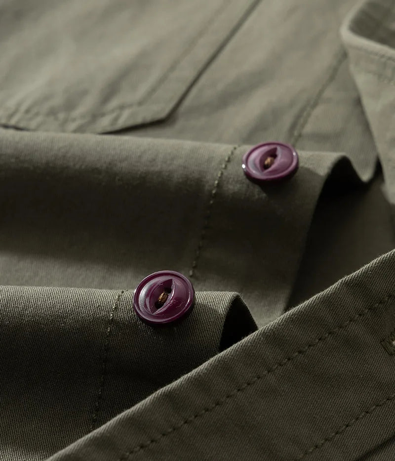 Men's Japanese Short Sleeve Cargo Shirt, Solid Color, Simple Fashion, Engineer Casual Shirt, 100% Cotton, New, Summer Street King Limited