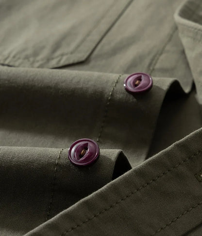Men's Japanese Short Sleeve Cargo Shirt, Solid Color, Simple Fashion, Engineer Casual Shirt, 100% Cotton, New, Summer Street King Limited