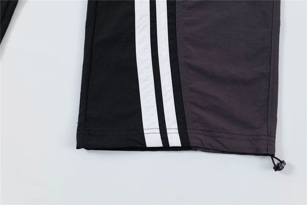 men black sports pants y2k striped patchwork joggers baggy pants hip hop casual drawstring waist quick drying trousers unique joggers style 3735