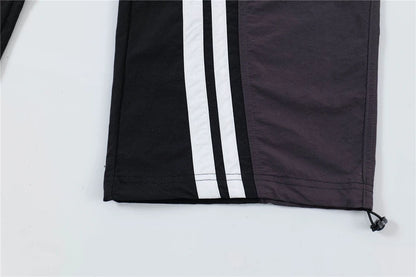 men black sports pants y2k striped patchwork joggers baggy pants hip hop casual drawstring waist quick drying trousers unique joggers style 3735