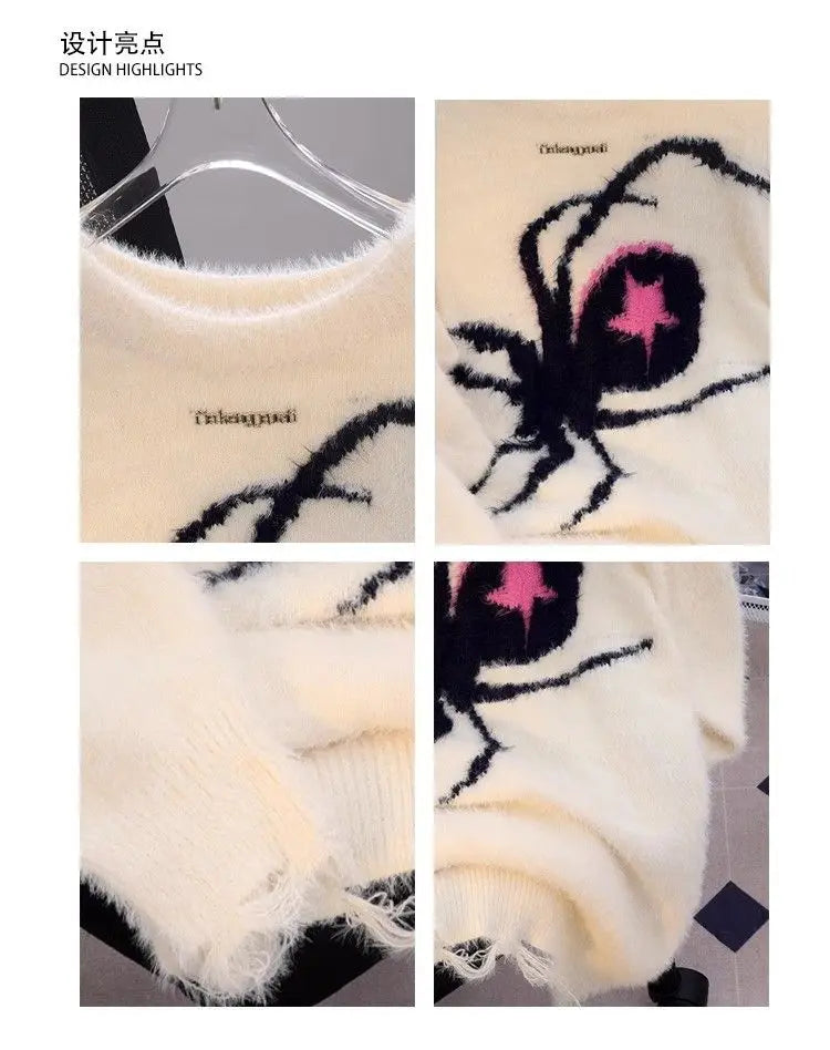 American Spider Sweater Women's Loose and Lazy Style Couples Knitted y2k Oversized harajuku wintage Sweater pullover men clothes Street King Limited