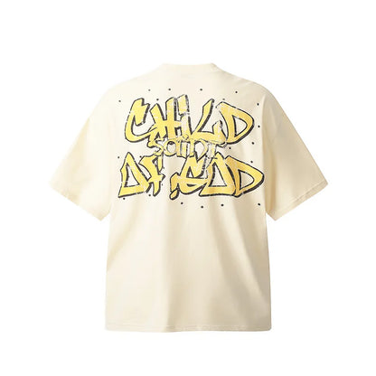 Saint T Shirt Prayer Child Nostalgia Vintage Printing Hip Hop Loose Casual Men Woman High Quality Tops Tee Street King Limited