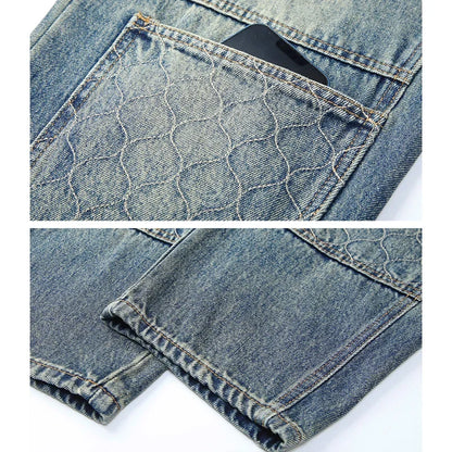 men streetwear fashion loose casual plus size denim harem jeans pant cityboy retro splice pocket cargo jeans trousers 40 38 utility cargo pants