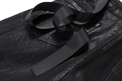 Streetwear Black Wax Leather Strecth Jeans for Men Ropa Hombre Baggy Y2k Flare Pants Oversized Straight Denim Trousers Street King Limited