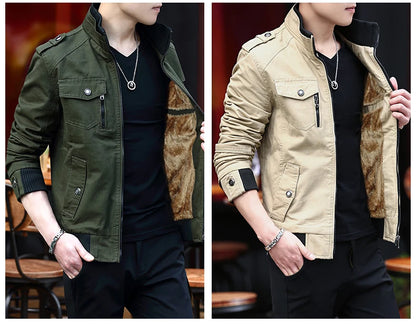 2024 spring autumn new mens jacket korean fashion stand up collar thick denim cargo pants pure cotton coat top clothes unique cargo style 4586