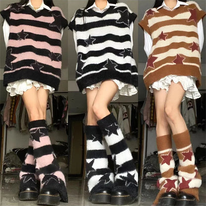 Punk Gothic Long Sweater Women Furry Knitted Sweaters Y2K Streetwear Loose Hollow Out Detachable Pullovers Harajuku Sexy Tops Street King Limited