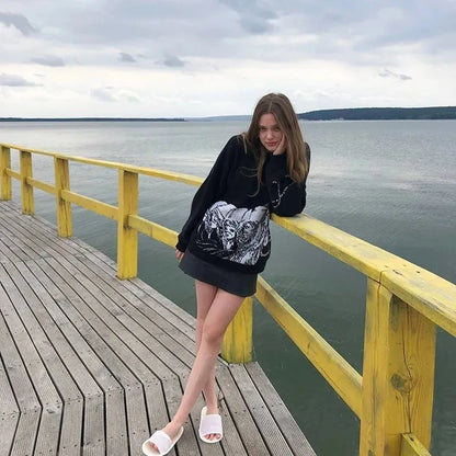 Traf-2024 women's sweater zssiibo official website autumn new y2k fashion trend couple pullover women's clothing sales Street King Limited