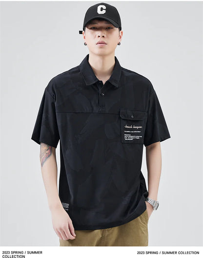 Streetwear Summer Short Sleeve Lapel Polo Shirt Mens Full Print Tee Shirts Korean Summer Short Sleeve Lapel Polo Shirt Mens Full Print Tee Shirts Korean Fashion Pocket Golf Wear Button Camisa Polo Masculina Fashion Sweater Jacket With Graphic Design For Men