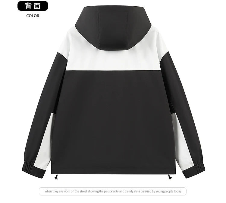 autumn new punching jacket waterproof outdoor wear man fashion splicing colour collision leisure jacket basic unisex coats unique default style 5665