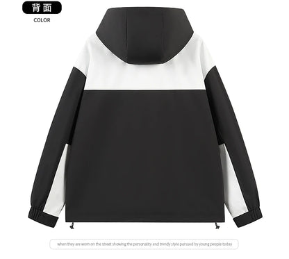 autumn new punching jacket waterproof outdoor wear man fashion splicing colour collision leisure jacket basic unisex coats unique default style 5665