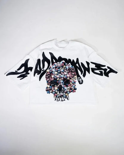 American quirky Gothic skull bone print oversized T-shirt women's fashionable loose casual pullover short sleeved shirt Street King Limited
