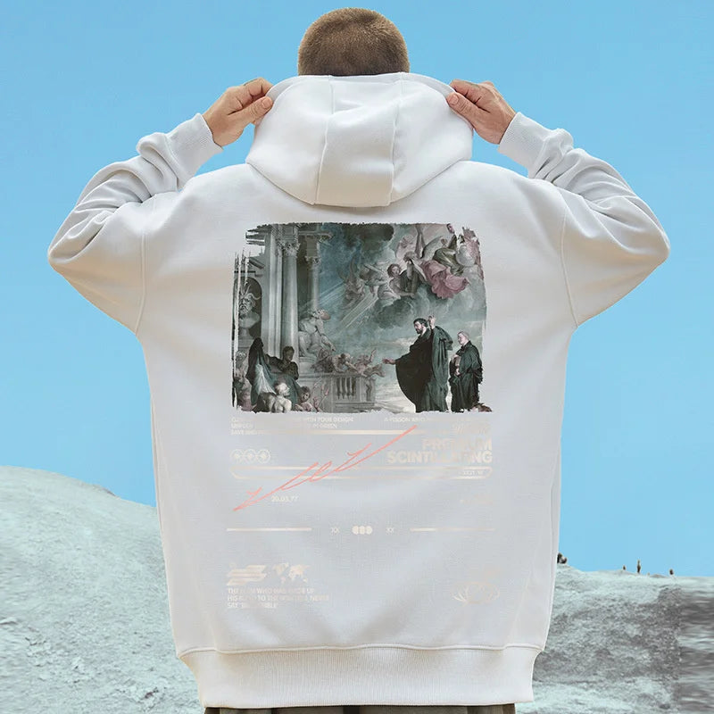 Gothic Print Men Hoodies Japanese Harajuku Fashion Hooded Sweatshirts Male Casual Y2K Hoodie 2025 Autumn Loose Sudaderas hombre Street King Limited