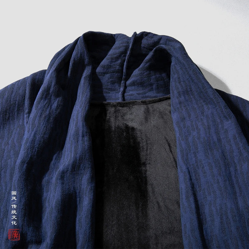 men autumn winter thick fleece liner loose casual punk gothic long cardigan trench coat streetwear kimono robe jacket outerwear relaxed fit trousers