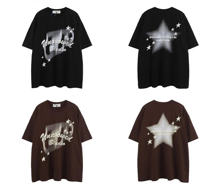 Fashion korean style personality printed graphic T shirt summer men women street hip hop Y2K Simplicity retro oversized T shirt Street King Limited