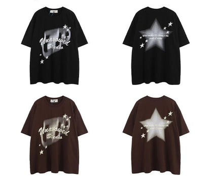 Fashion korean style personality printed graphic T shirt summer men women street hip hop Y2K Simplicity retro oversized T shirt Street King Limited
