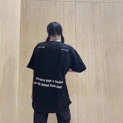 High Quality CAVEMPT Tops Tee Phantom Letter Printing Classic All-match Men Woman Loose O-Neck Summer C.E T Shirt Street King Limited