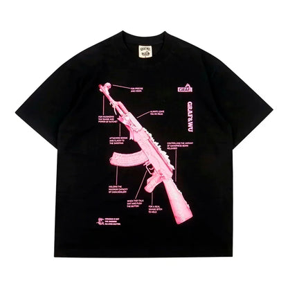New Gothic Pigeon Crown Letter Printed Large Pattern T-shirt Cotton Shirt Couple High Street Y2K Top Gothic T-shirt  pro choice Street King Limited
