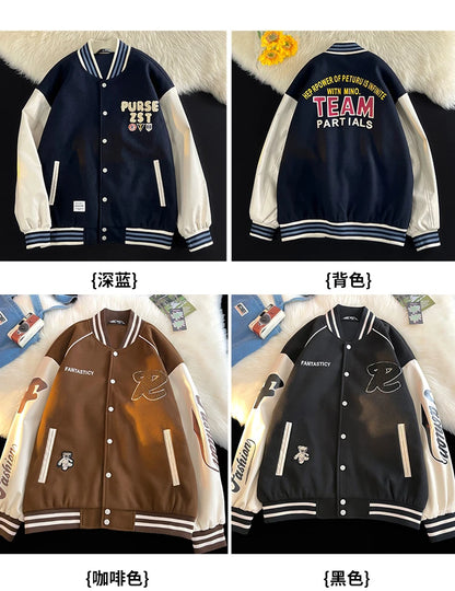 bomber jacket men women high quality suede fabric ins hip hop streetwear varsity jackets new brand baseball coat unique default style 5101