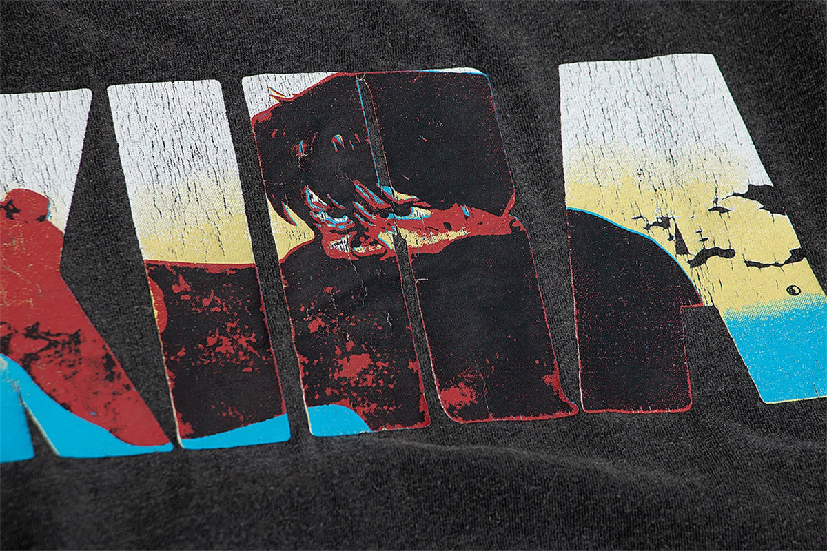 24ss Summer Vintage Retro Anime Printing High-Street T-Shirt Tops Street King Limited