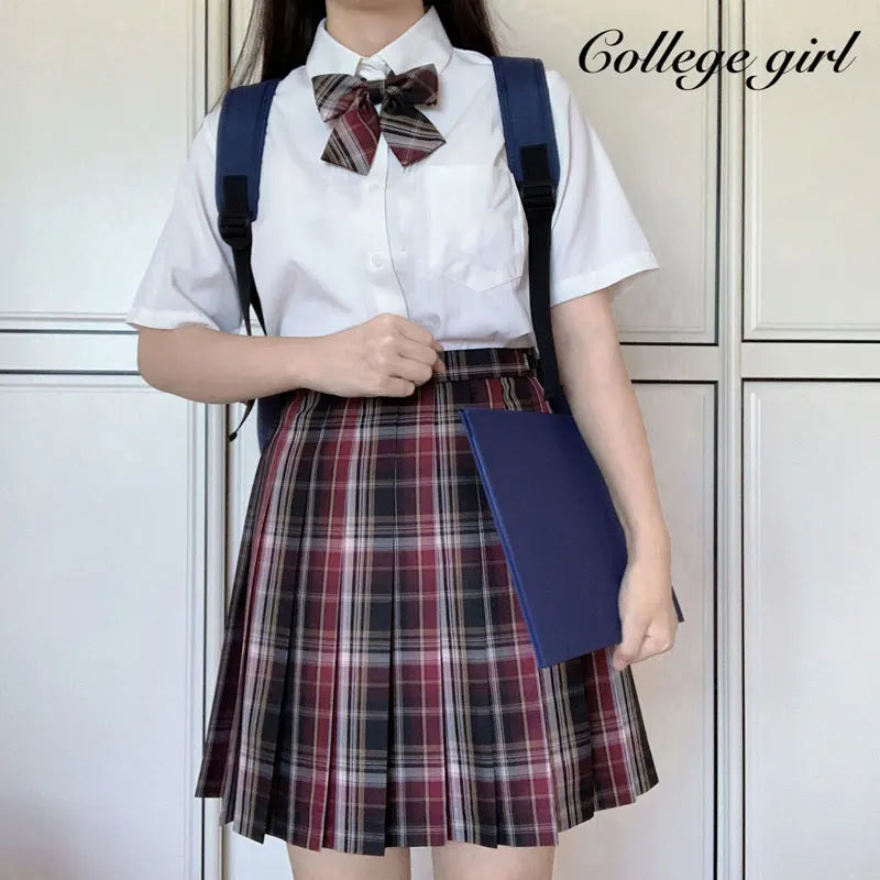 Jk Uniforms Gyaru School Uniform for Girl Student Pleated Skirt Uniform Set Women Short Sleeve Bow Tie Seifuku Japanese Style Street King Limited
