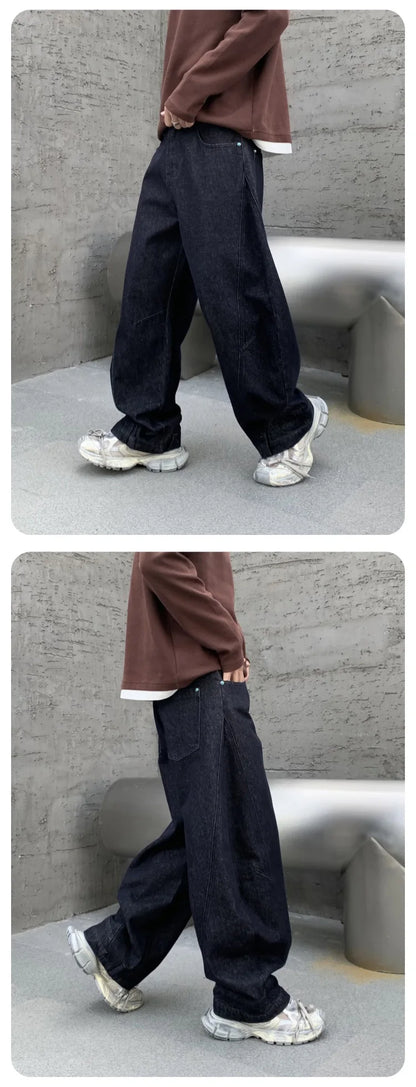 men denim streetwear fashion brand hip hop loose casual wide leg cargo harem jeans pant cityboy y2k baggy jeans trousers unique cargo style 1781