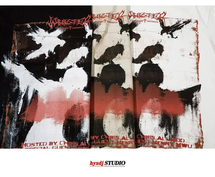 European and American trendy high street niche printed short-sleeved T-shirts for men summer American street tops men clothing Street King Limited