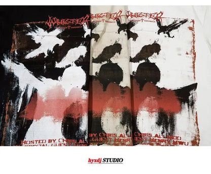 European and American trendy high street niche printed short-sleeved T-shirts for men summer American street tops men clothing Street King Limited