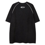 Men T Shirts Splicing Printed Raglan Short Sleeve T-shirt Harajuku Oversized Motorcycle Tees Y2K Casual Streetwear Tops Unisex Street King Limited