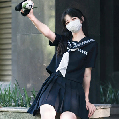 Navy Sailor Outfit Japanese Style School Uniform Skirt Girls JK Uniforms Student Sailor Dress Korean Student Seifuku COS Costume Street King Limited