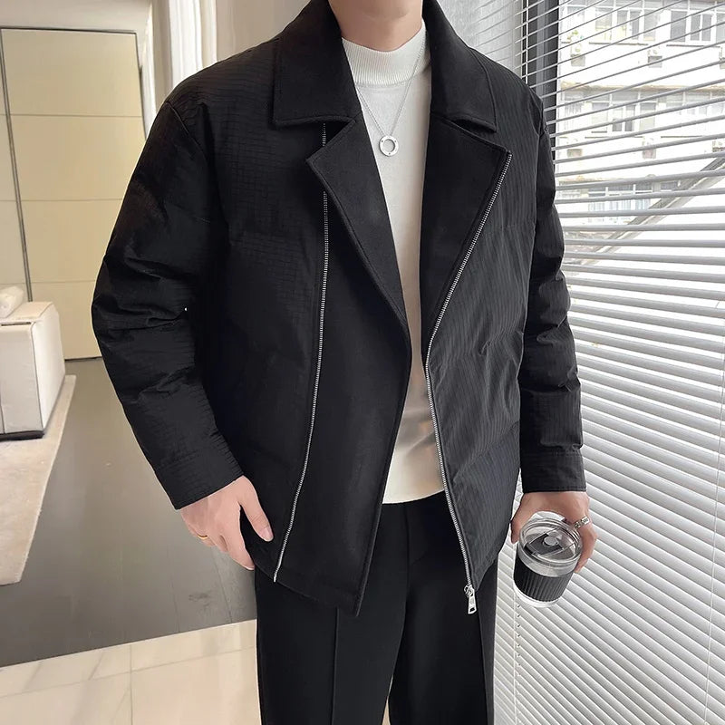 winter suit collar splice cotton padded jacket men business casual fashion plus size parkas jacket thick warm coat man outerwear unique default style 1492