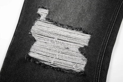 Hip Hop Washed Knee Hole Baggy Wide Leg Casual Jeans for Men Y2K Ripped Loose Distressed Denim Trousers Oversized Cargo Pants Street King Limited