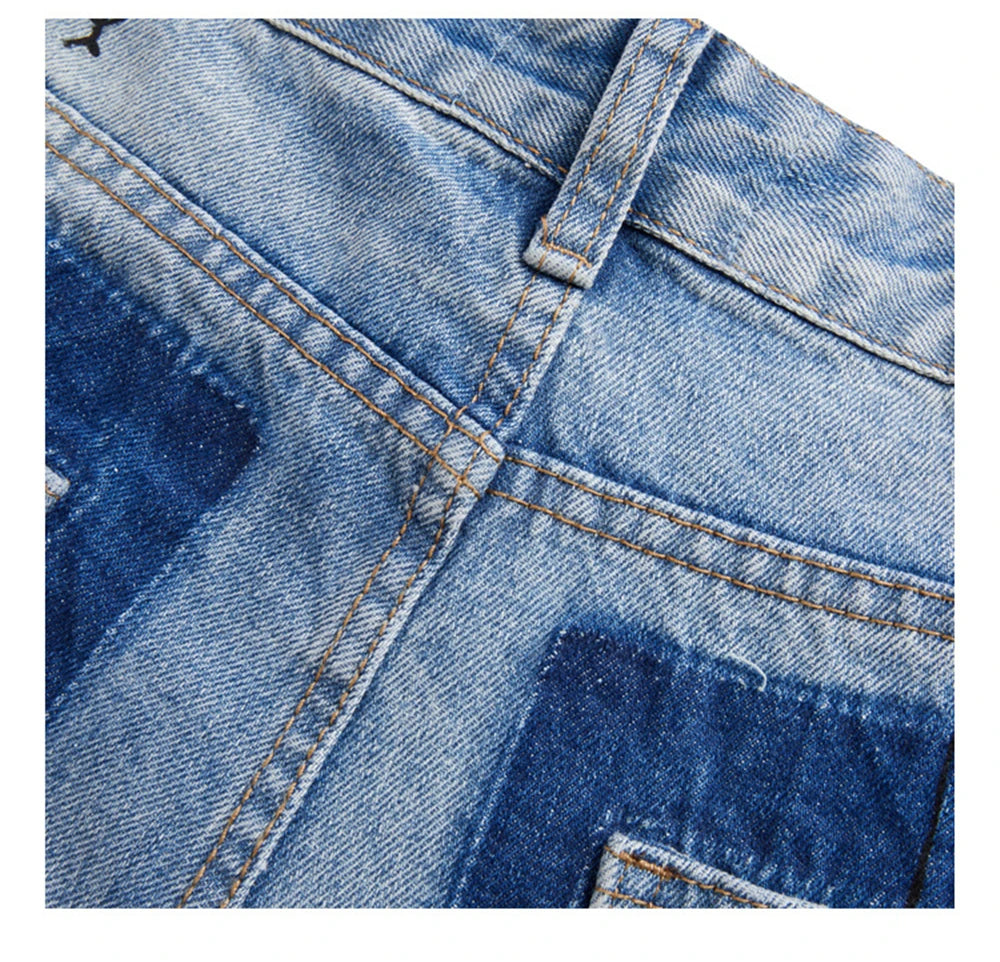 men baggy ripped jeans graffiti printed straight denim pants distressed jeans male streetwear hip hop jeans trousers y2k unique jeans style 5503