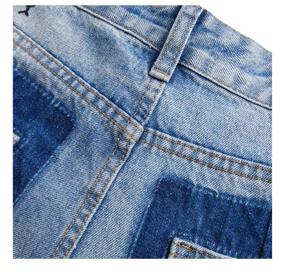 men baggy ripped jeans graffiti printed straight denim pants distressed jeans male streetwear hip hop jeans trousers y2k unique jeans style 5503
