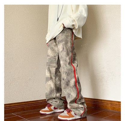 2023 outdoor side zipper camouflage baggy men cargo tracksuit pants overalls hip hop women sport long trousers spodnie dresowe unique cargo style 4074