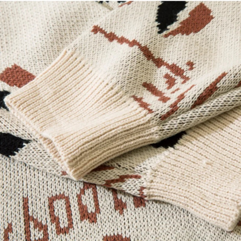 Hip Hop Harajuku Angle Pattern Knitted Sweater Unisex Pullover Streetwear Winter Casual Loose Mens Sweater Warm Jumper Knitwear Street King Limited