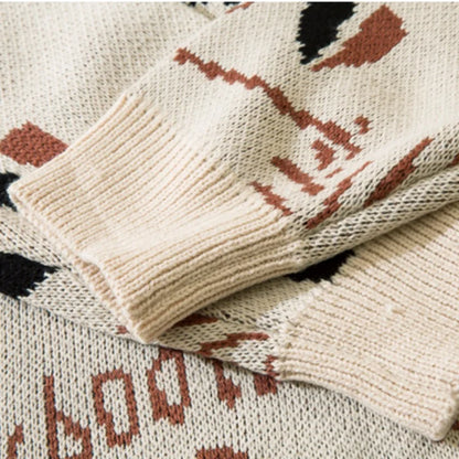 Hip Hop Harajuku Angle Pattern Knitted Sweater Unisex Pullover Streetwear Winter Casual Loose Mens Sweater Warm Jumper Knitwear Street King Limited