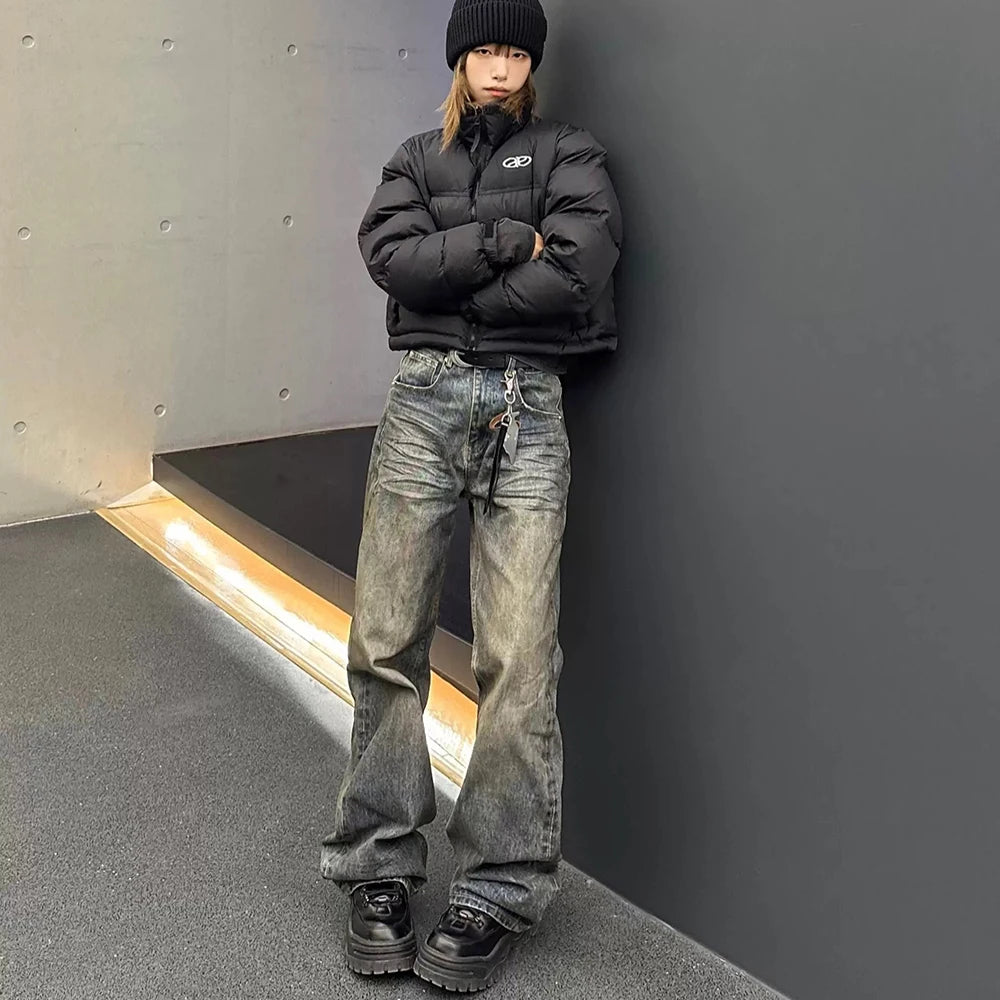 Harajuku Streetwear Washed Dirty Baggy Blue Jeans for Men and Women Straight Vintage Casual Denim Trousers Ropa Hombre Cargos Street King Limited