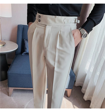 2024 High Quality Business Casual Draped High-waist Trousers Men Solid Color Formal Pants Male Formal Office Social Suit Pants Street King Limited