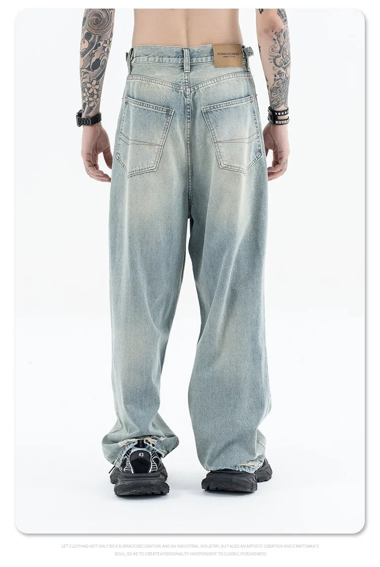 Straight Jeans with torn knees Street King Limited