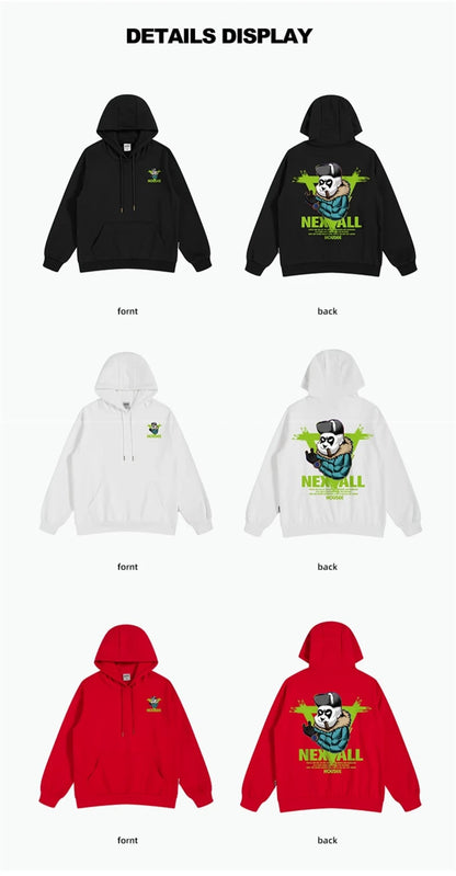 Autumn Punk Panda Printed Hoodie For Men New in Harajuku Fashion Fleece Hooded Sweatshirts Y2K Streetwear Oversized Clothing Street King Limited