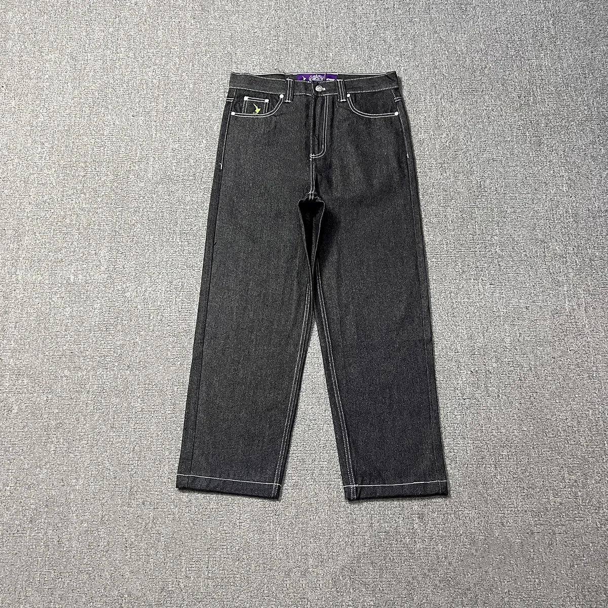 Streetwear Green Logo Print Black Baggy Jeans for Men and Women Straight Casual Loose Denim Trousers Oversized Cargo Pants Street King Limited