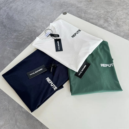 24ss REPUTE Basic Solid Casual Oversized 260g Good quality Cotton Street Style Tops T-Shirts Street King Limited